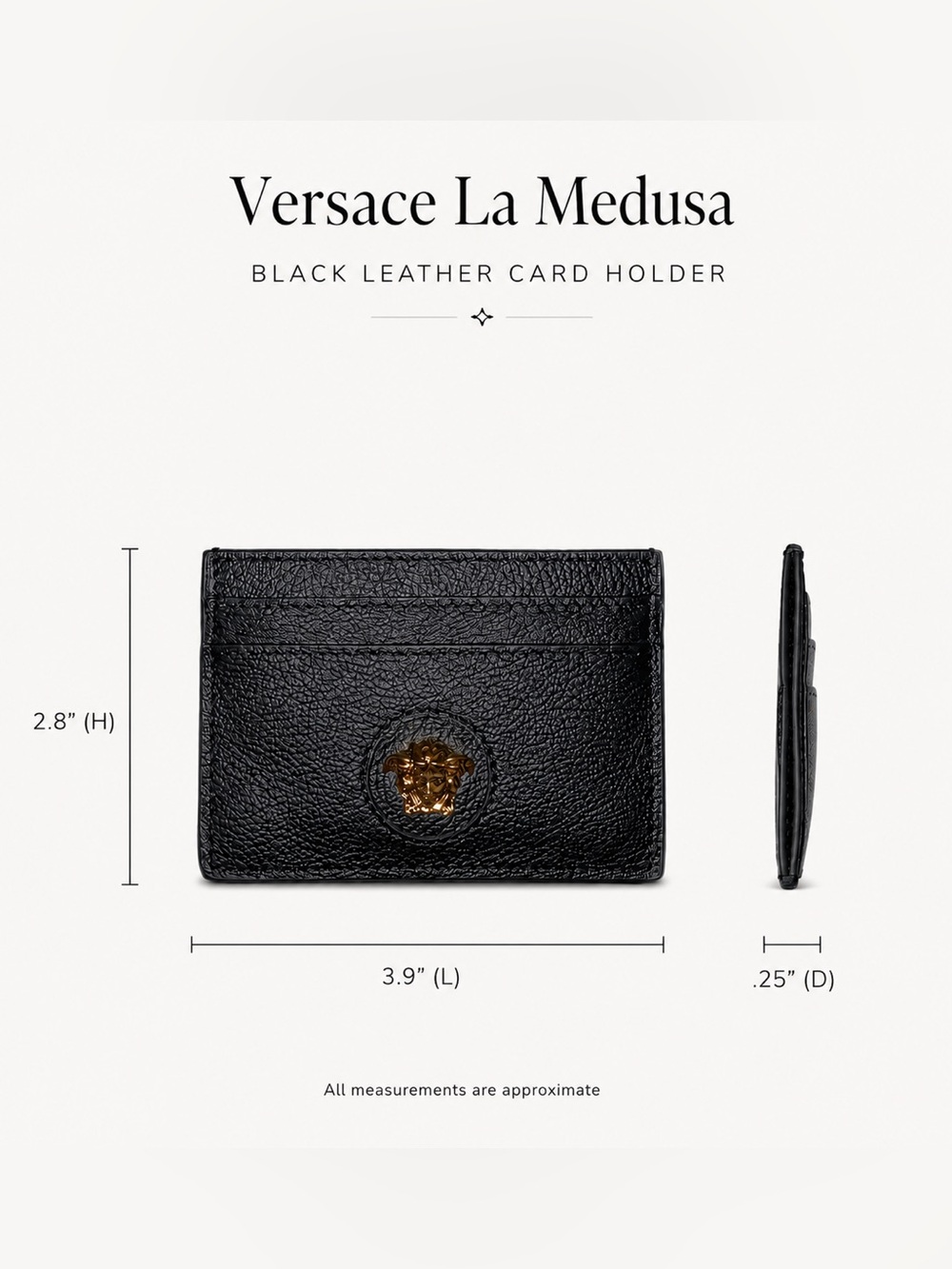 Versace La Medusa Black Leather Card Holder All Inclusive NWT - Picture 7 of 12